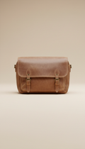 Faded Leather Satchel With Brass Hardware